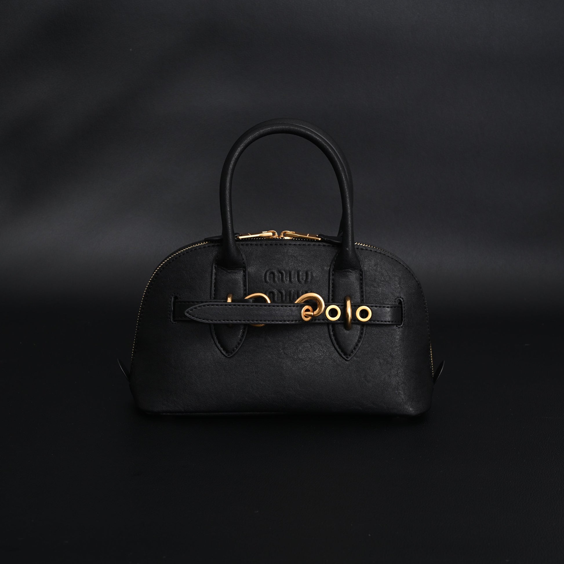 Miu Miu Black Leather Satchel Bag – Medium Structured Tote