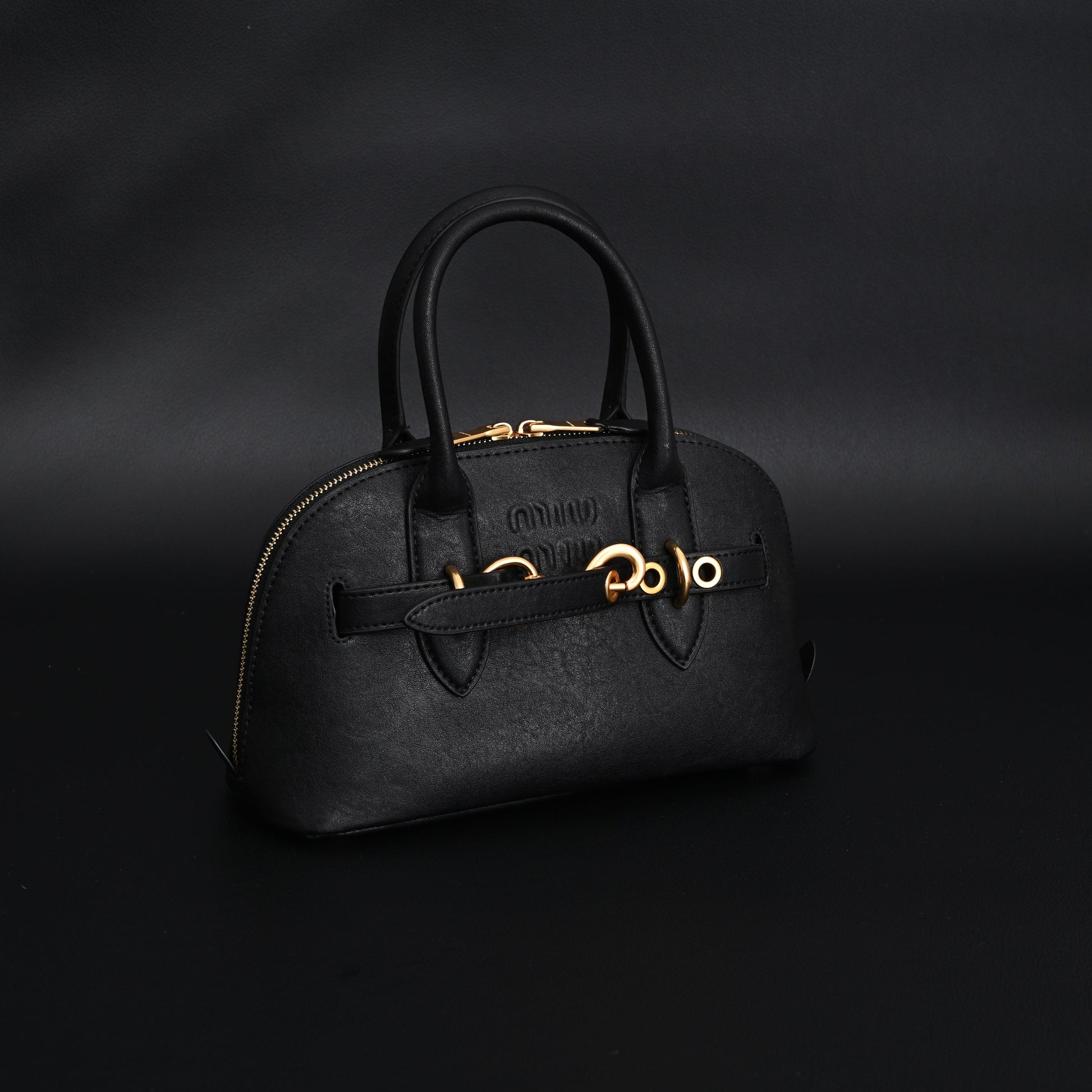 Miu Miu Black Leather Satchel Bag – Medium Structured Tote