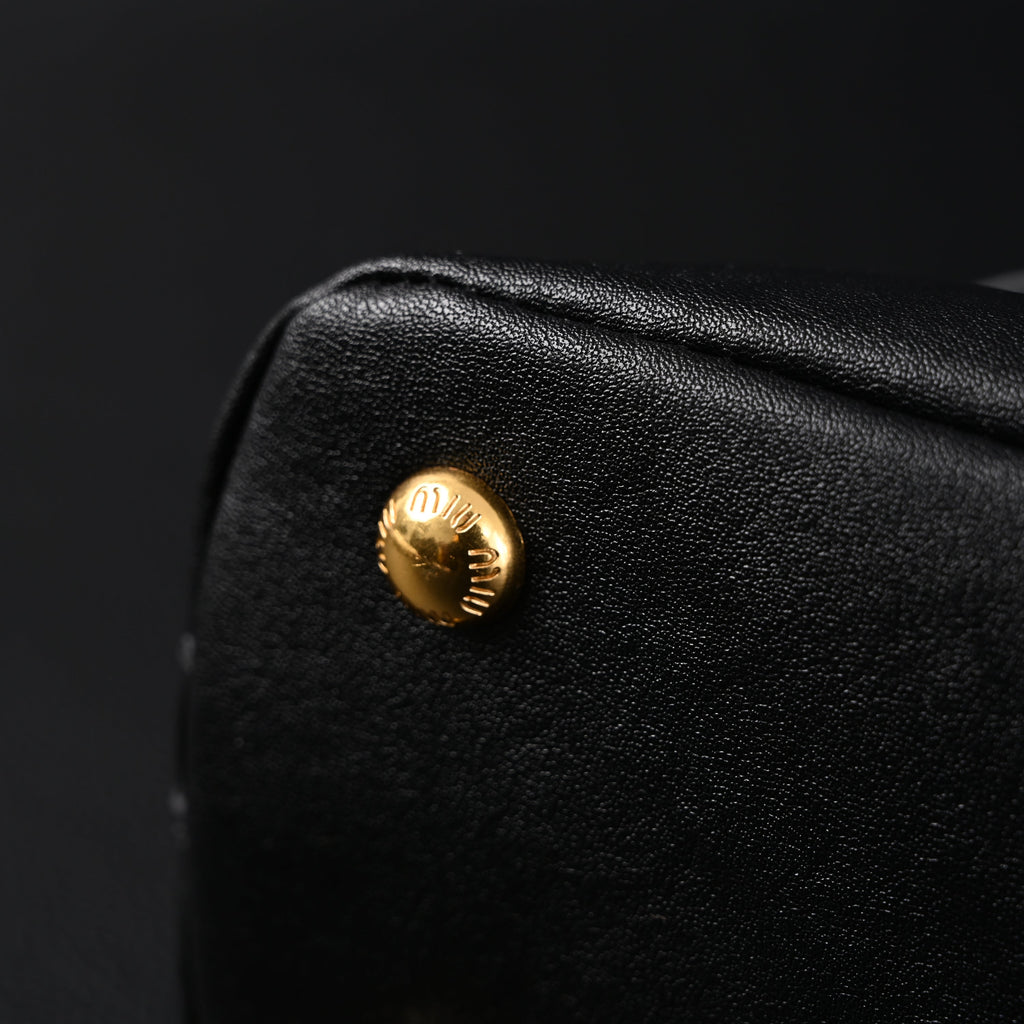 Miu Miu Black Leather Satchel Bag – Medium Structured Tote