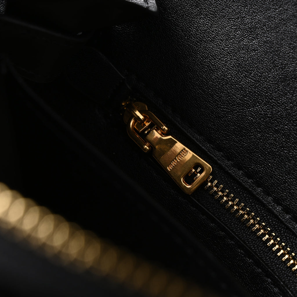 Miu Miu Black Leather Satchel Bag – Medium Structured Tote