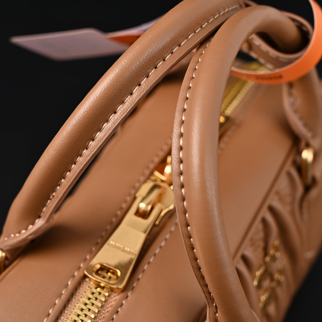 Miu Miu Matelassé Leather Top Handle Bag – Caramel Brown