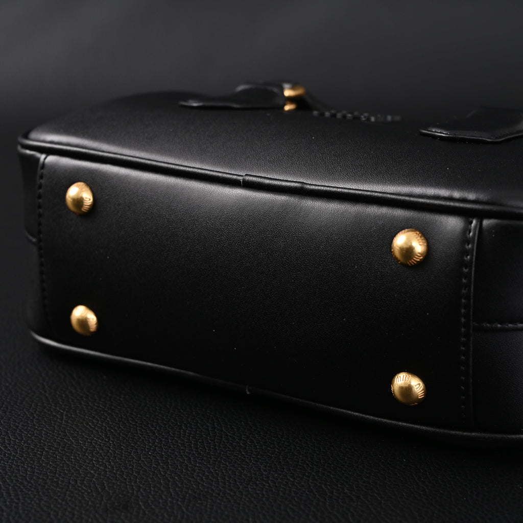 Miu Miu Black Matelassé Leather Satchel Bag – Mini Top Handle