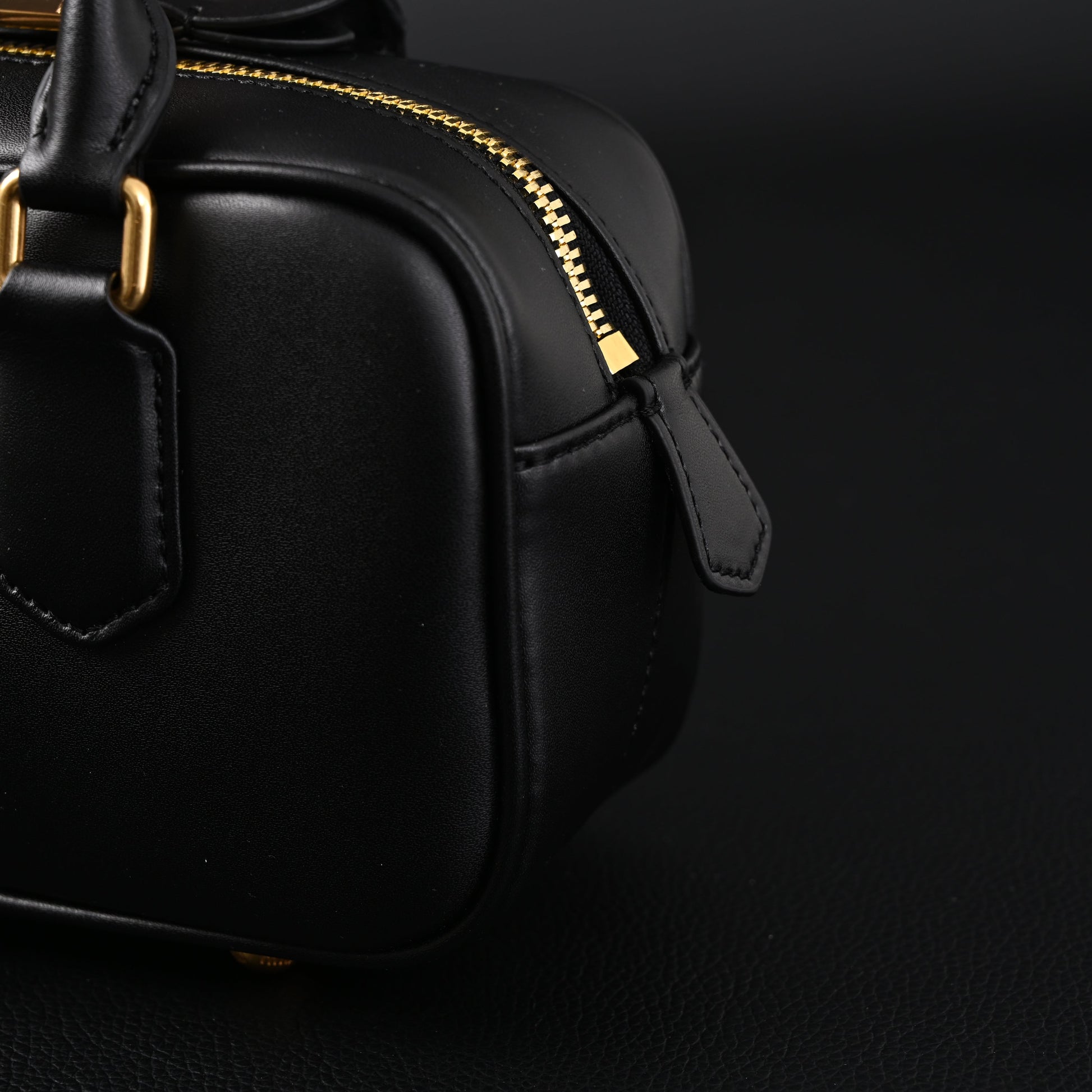 Miu Miu Black Matelassé Leather Satchel Bag – Mini Top Handle