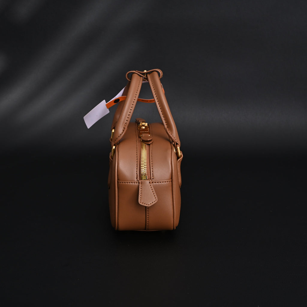 Miu Miu Leather Top Handle Satchel – Caramel Brown