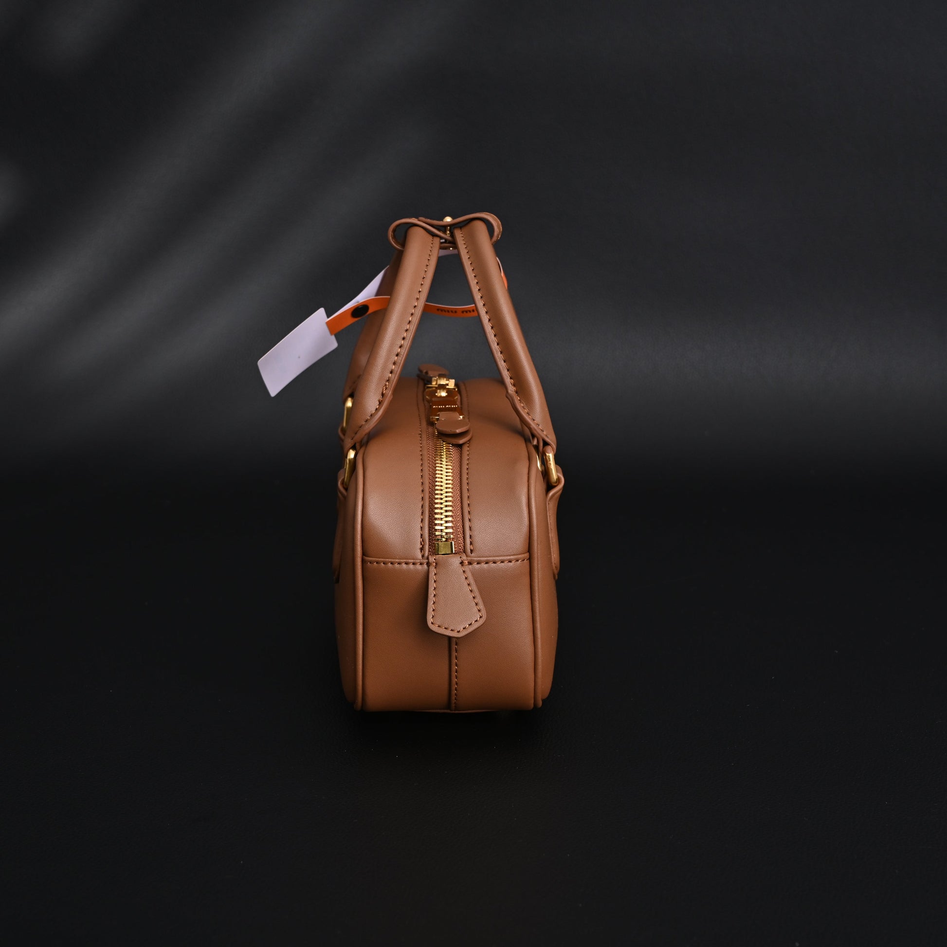 Miu Miu Leather Top Handle Satchel – Caramel Brown