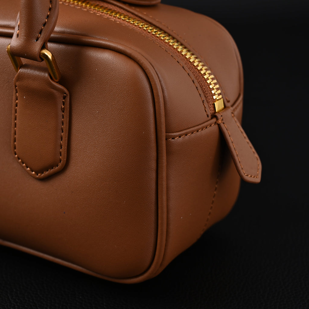 Miu Miu Leather Top Handle Satchel – Caramel Brown