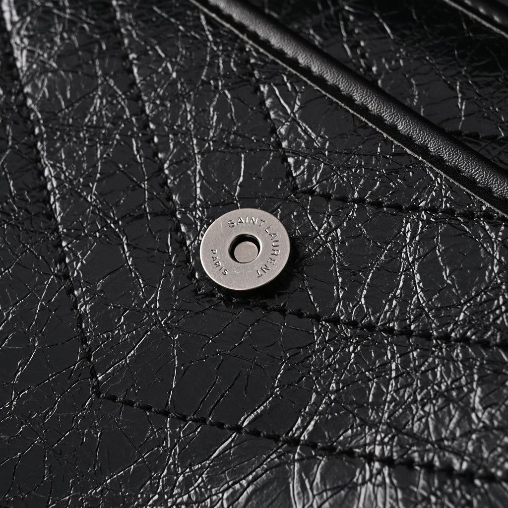 Saint Laurent Niki Medium Black Crinkled Leather Shoulder Bag