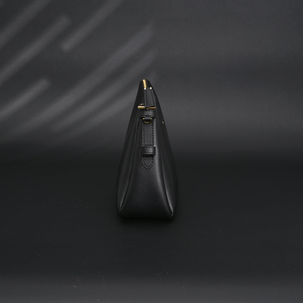 Prada Cleo Black Brushed Leather Shoulder Bag