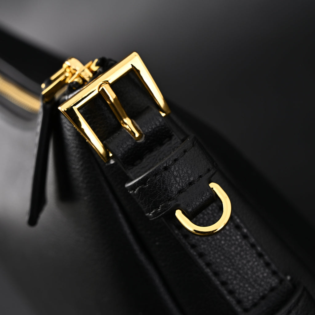 Prada Cleo Black Brushed Leather Shoulder Bag