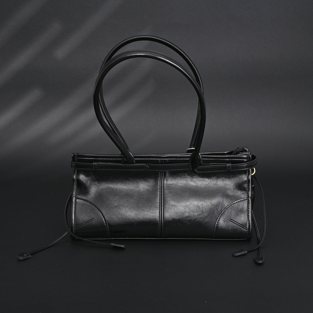 Prada Cleo Black Patent Leather Shoulder Bag with Gold Hardware