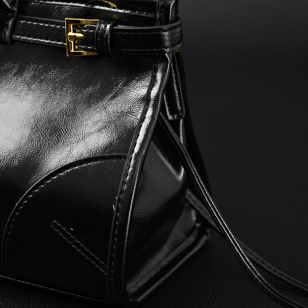 Prada Cleo Black Patent Leather Shoulder Bag with Gold Hardware