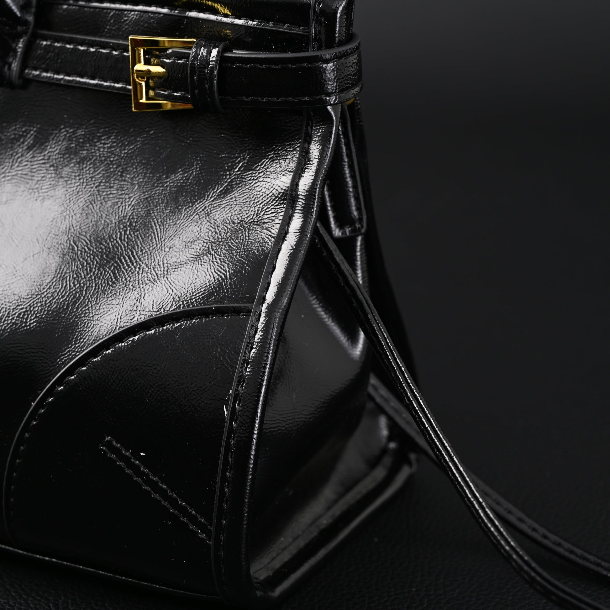 Prada Cleo Black Patent Leather Shoulder Bag with Gold Hardware