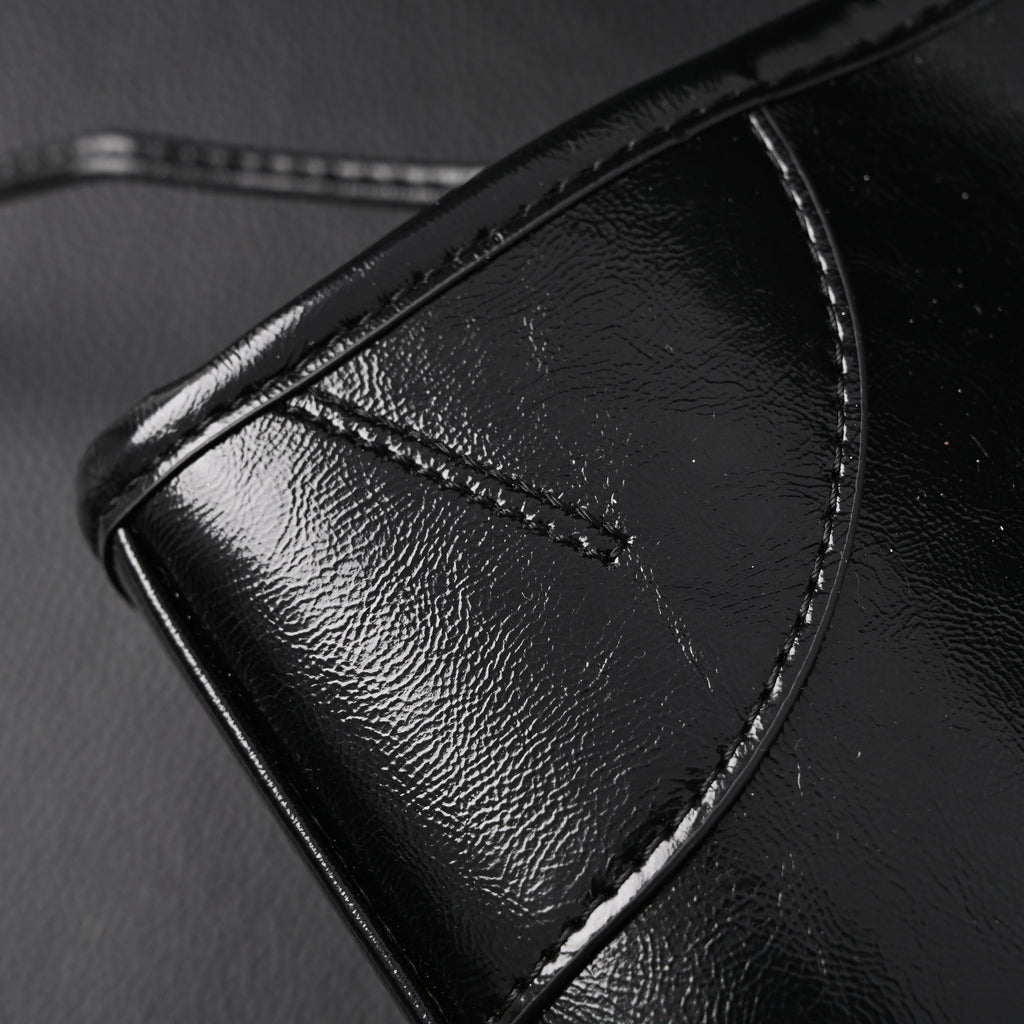 Prada Cleo Black Patent Leather Shoulder Bag with Gold Hardware