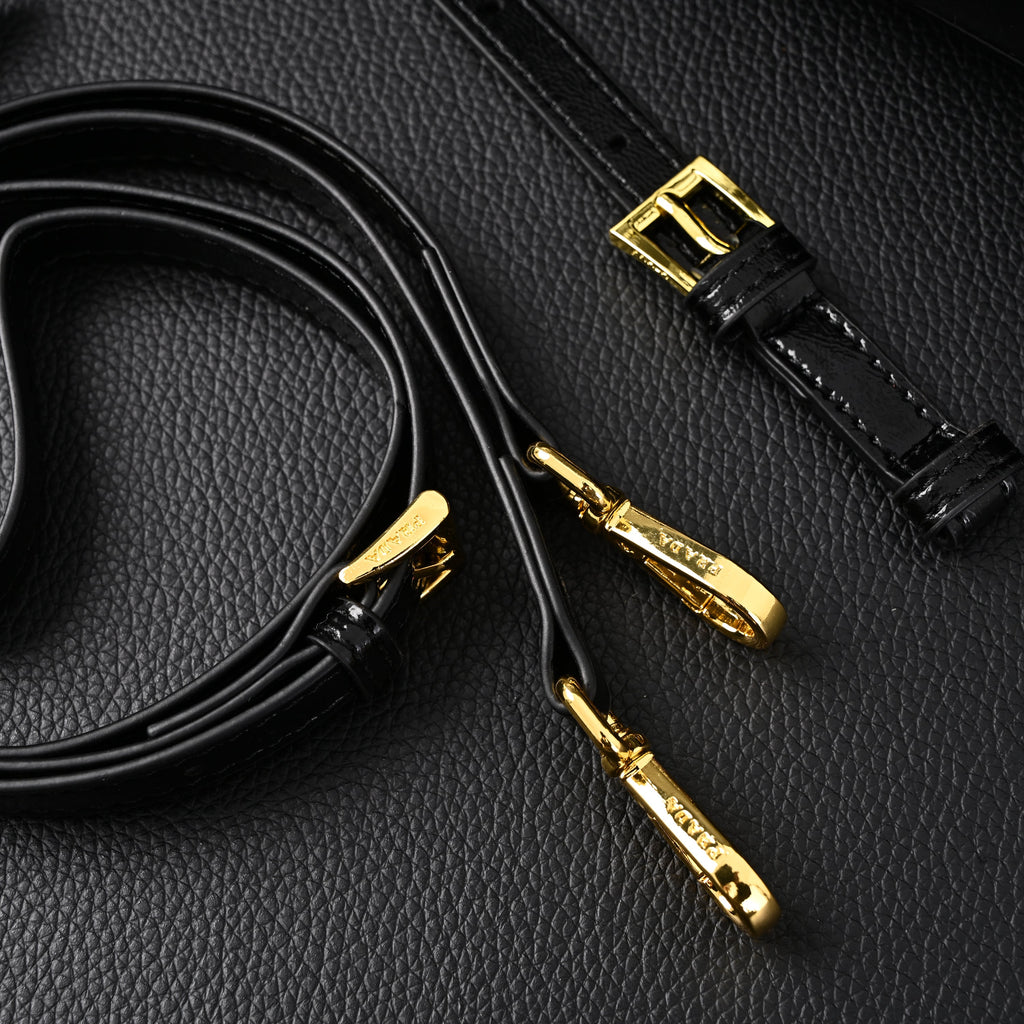 Prada Cleo Black Patent Leather Shoulder Bag with Gold Hardware