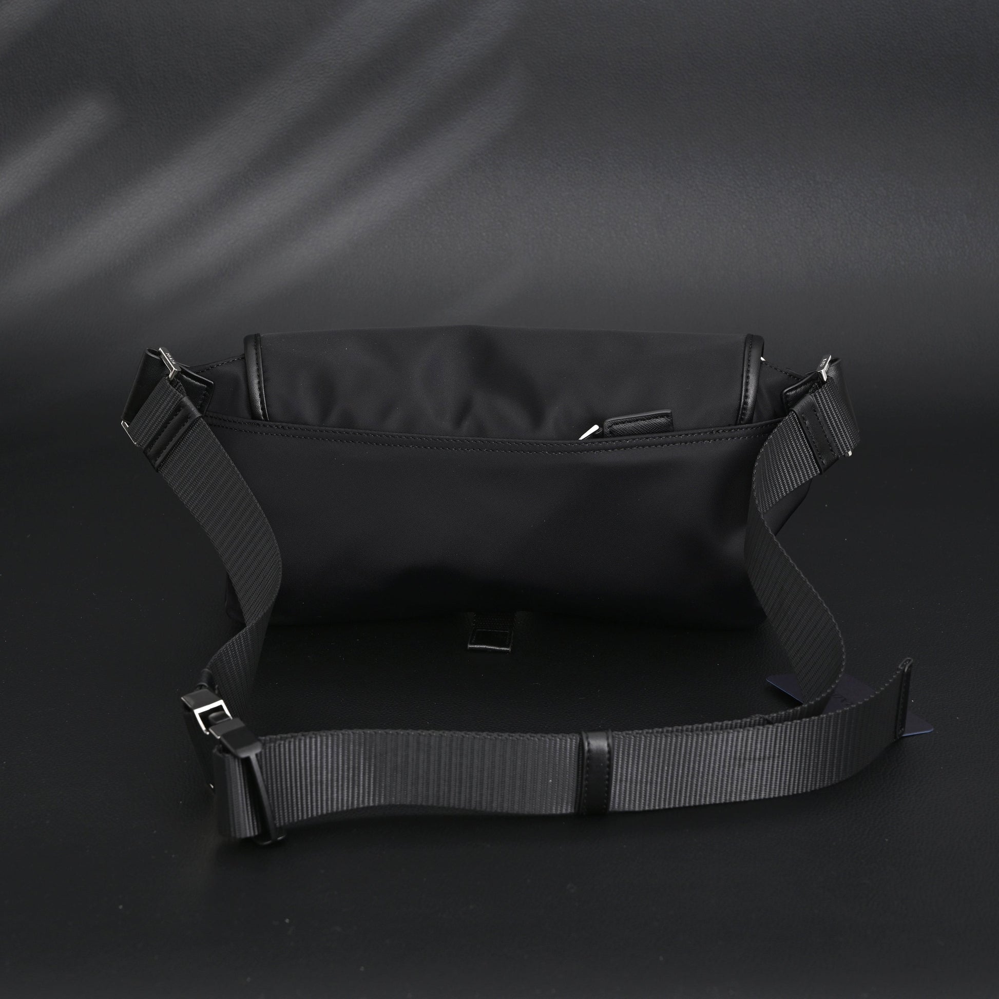 Prada Nylon Black Belt Bag with Silver Logo