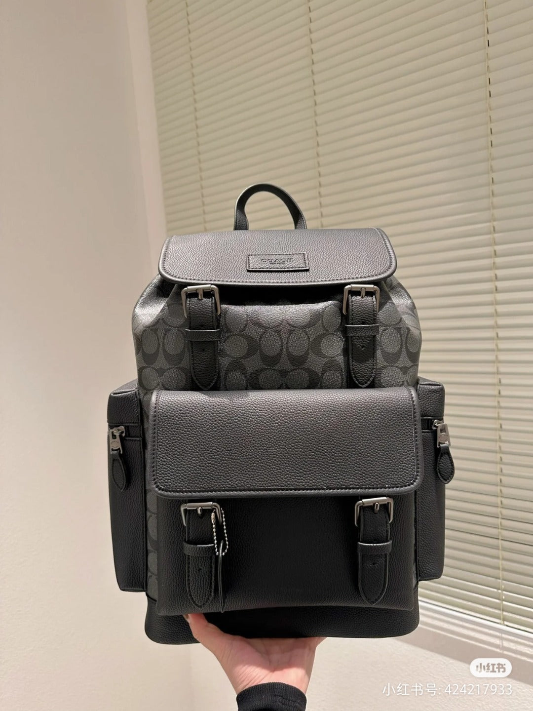 Coach Men’s Leather Backpack – Black Signature Canvas