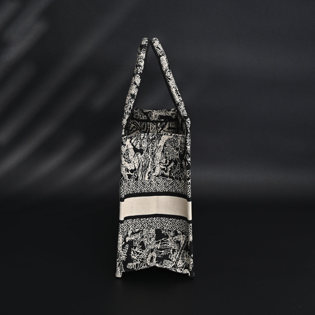 Dior Book Tote Bag – Black Toile de Jouy Embroidery