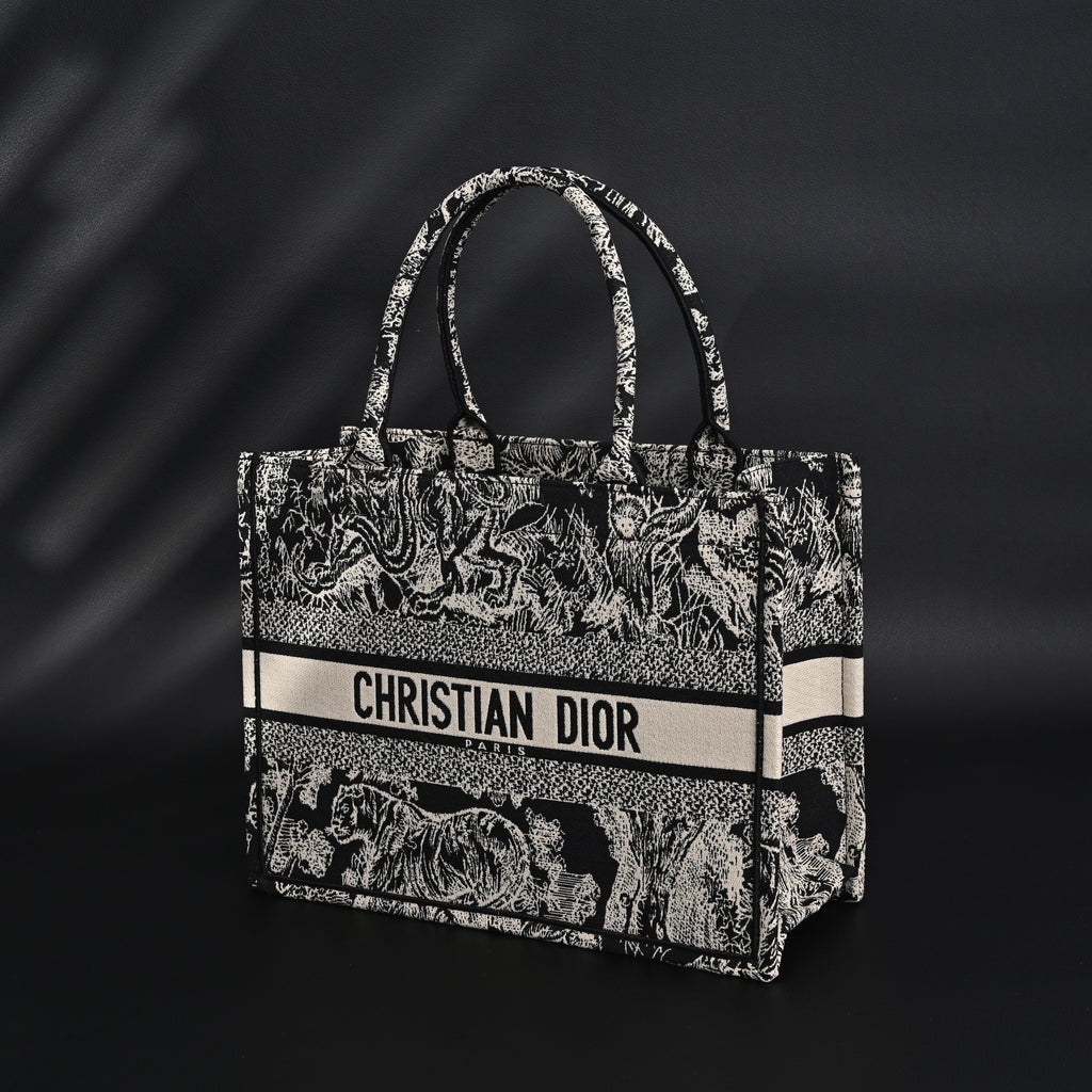 Dior Book Tote Bag – Black Toile de Jouy Embroidery