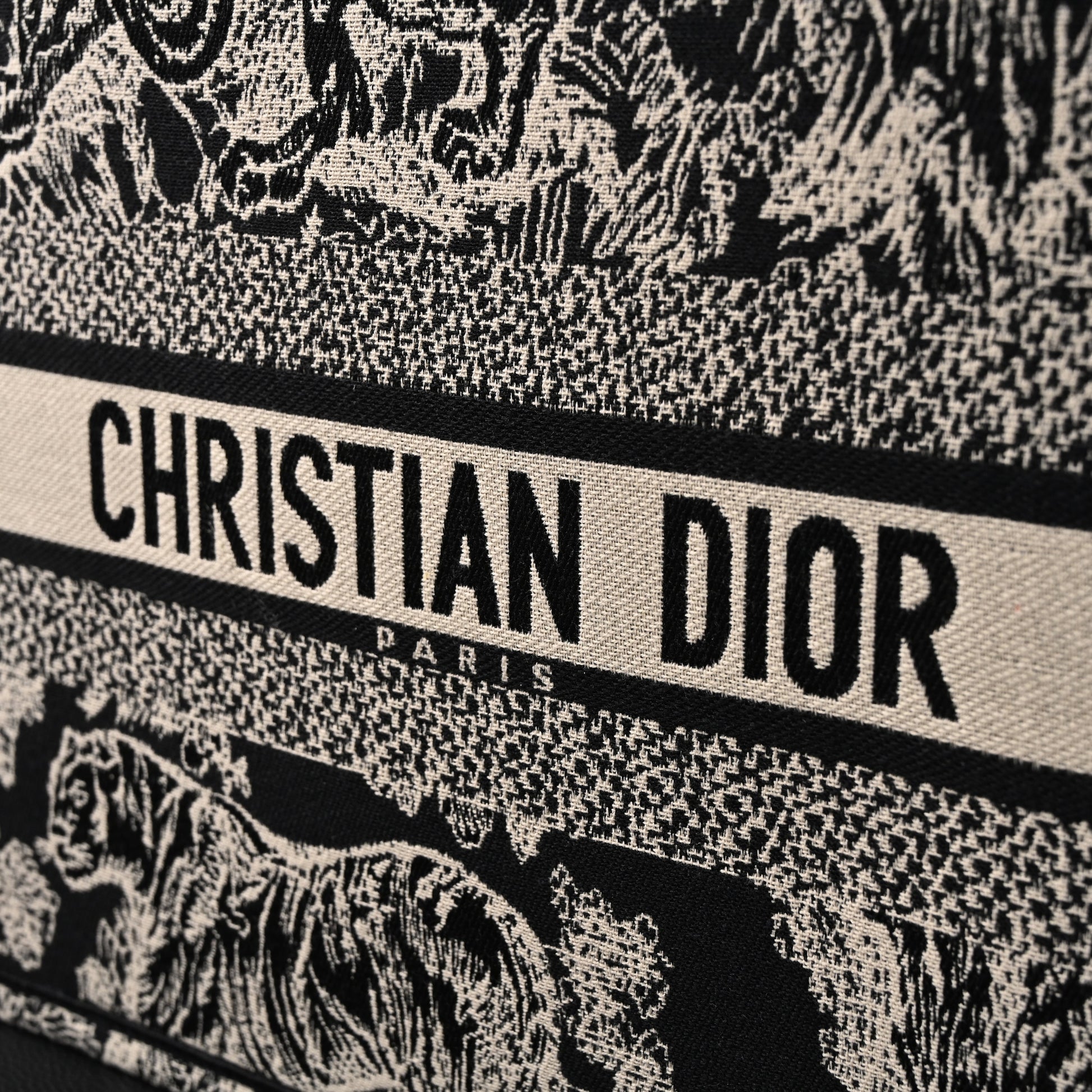 Dior Book Tote Bag – Black Toile de Jouy Embroidery