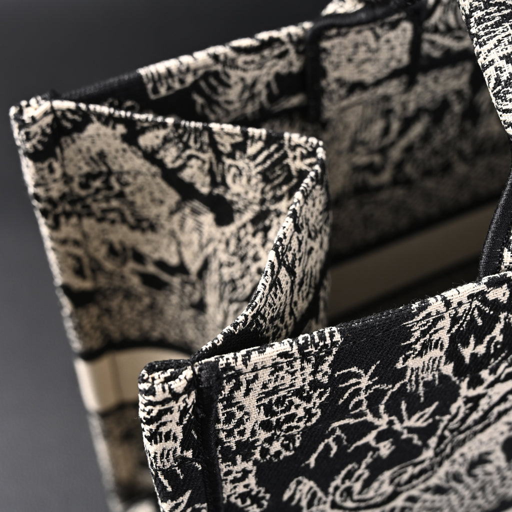 Dior Book Tote Bag – Black Toile de Jouy Embroidery