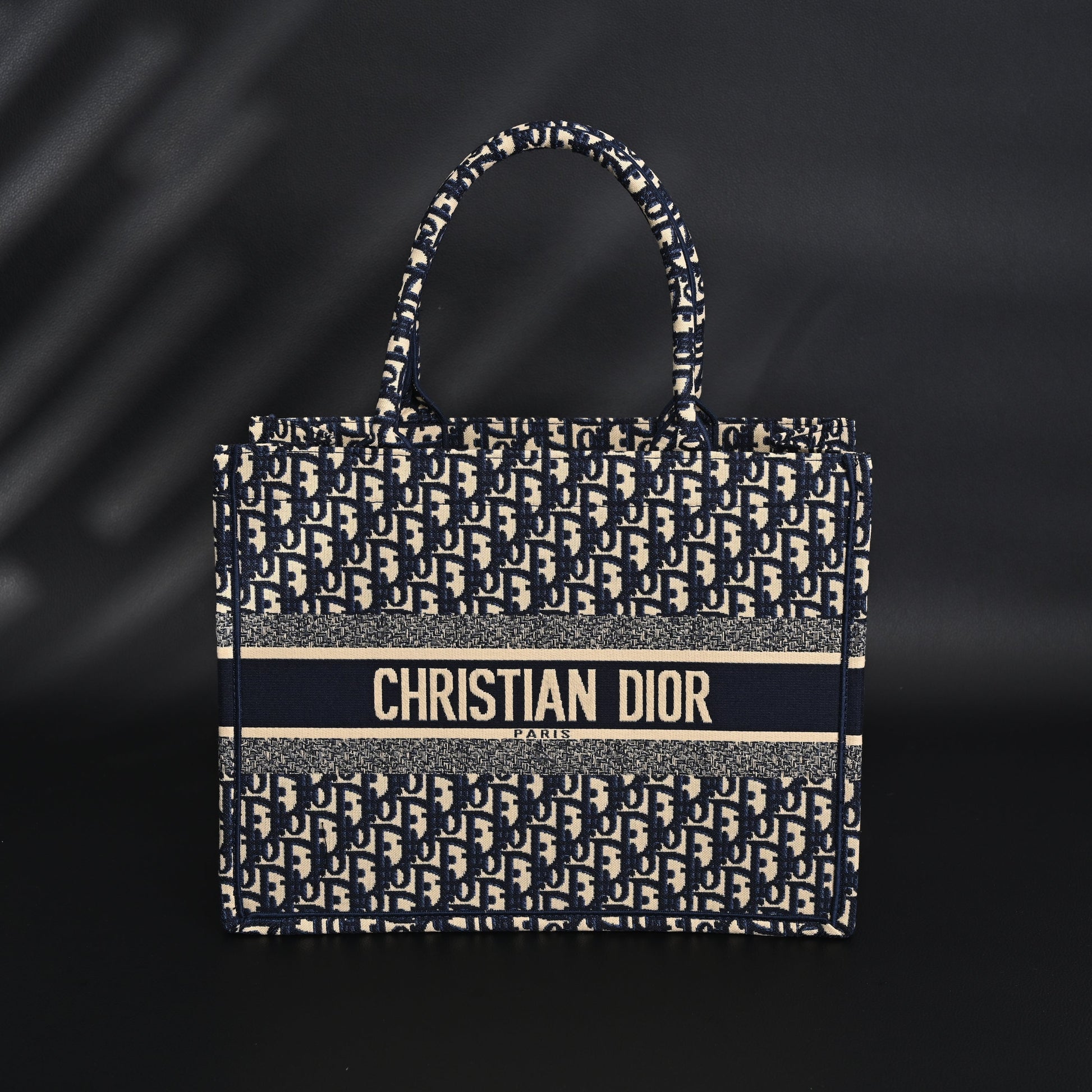Christian Dior Large Book Tote – Blue Oblique Embroidery