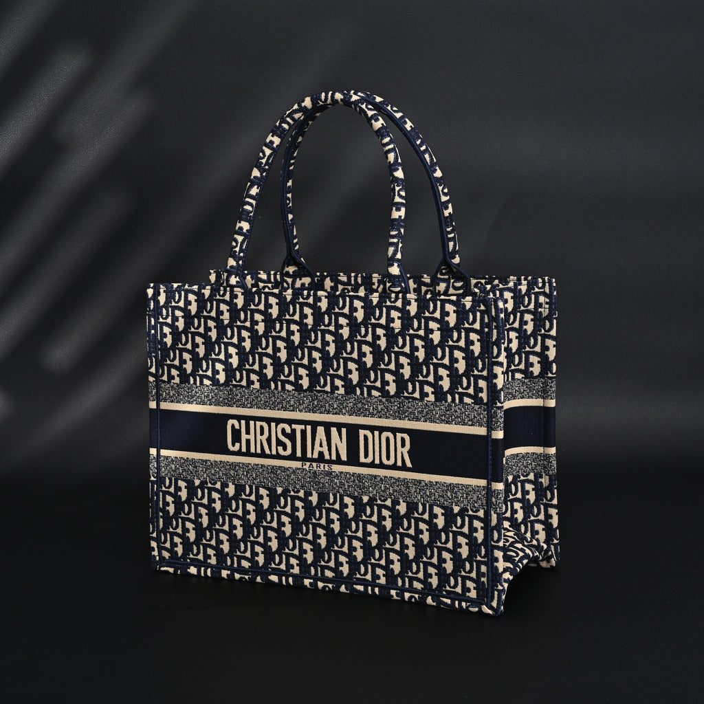 Christian Dior Large Book Tote – Blue Oblique Embroidery