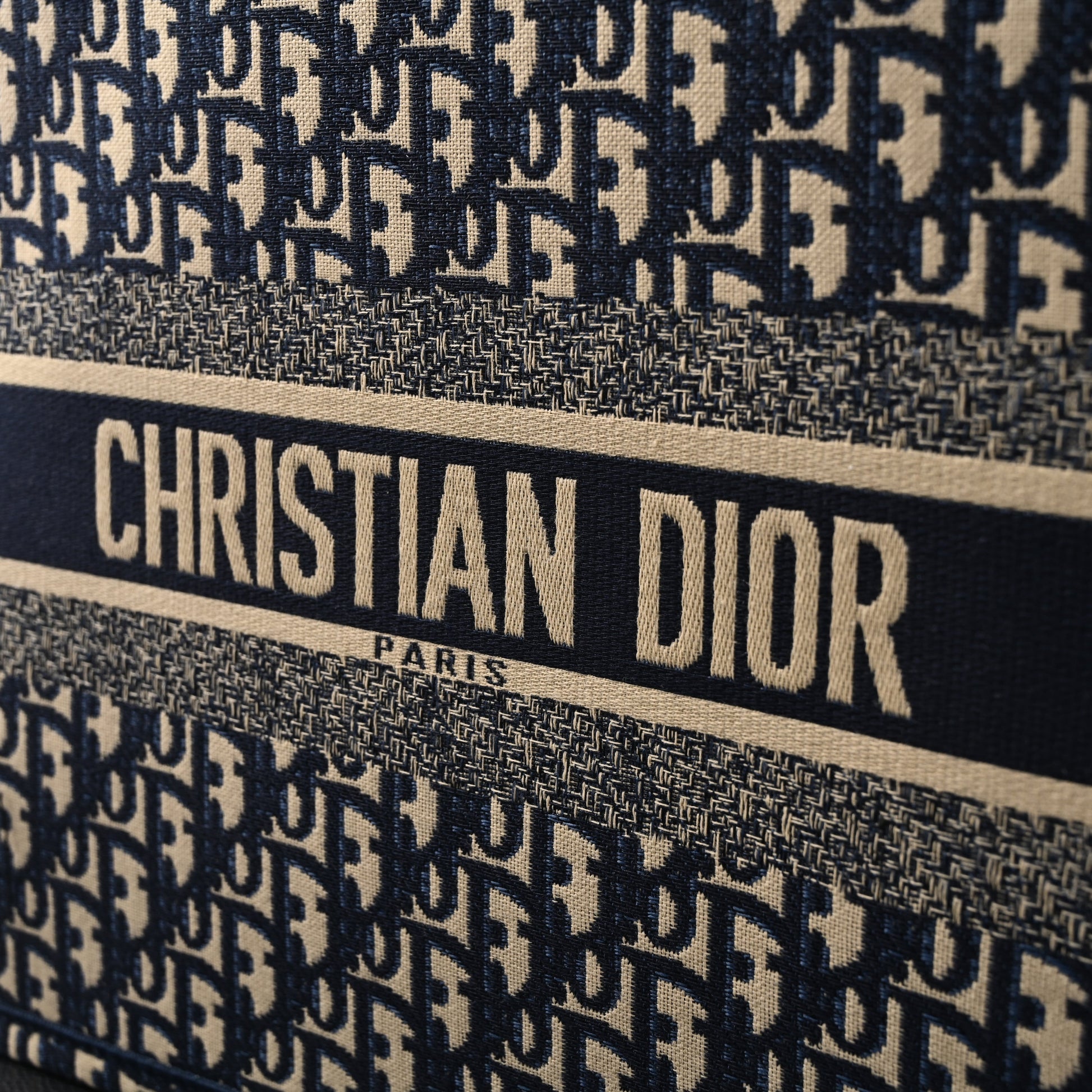 Christian Dior Large Book Tote – Blue Oblique Embroidery
