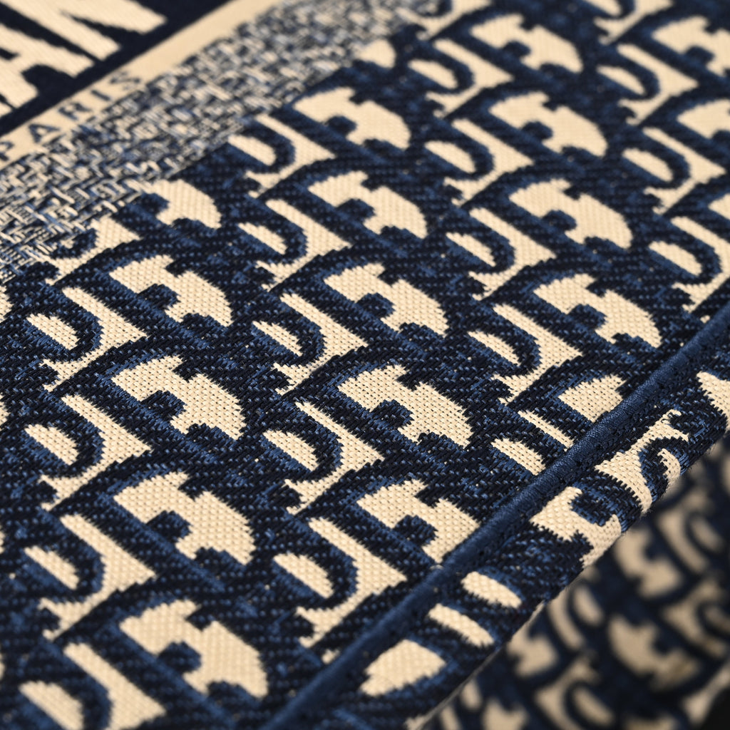 Christian Dior Large Book Tote – Blue Oblique Embroidery