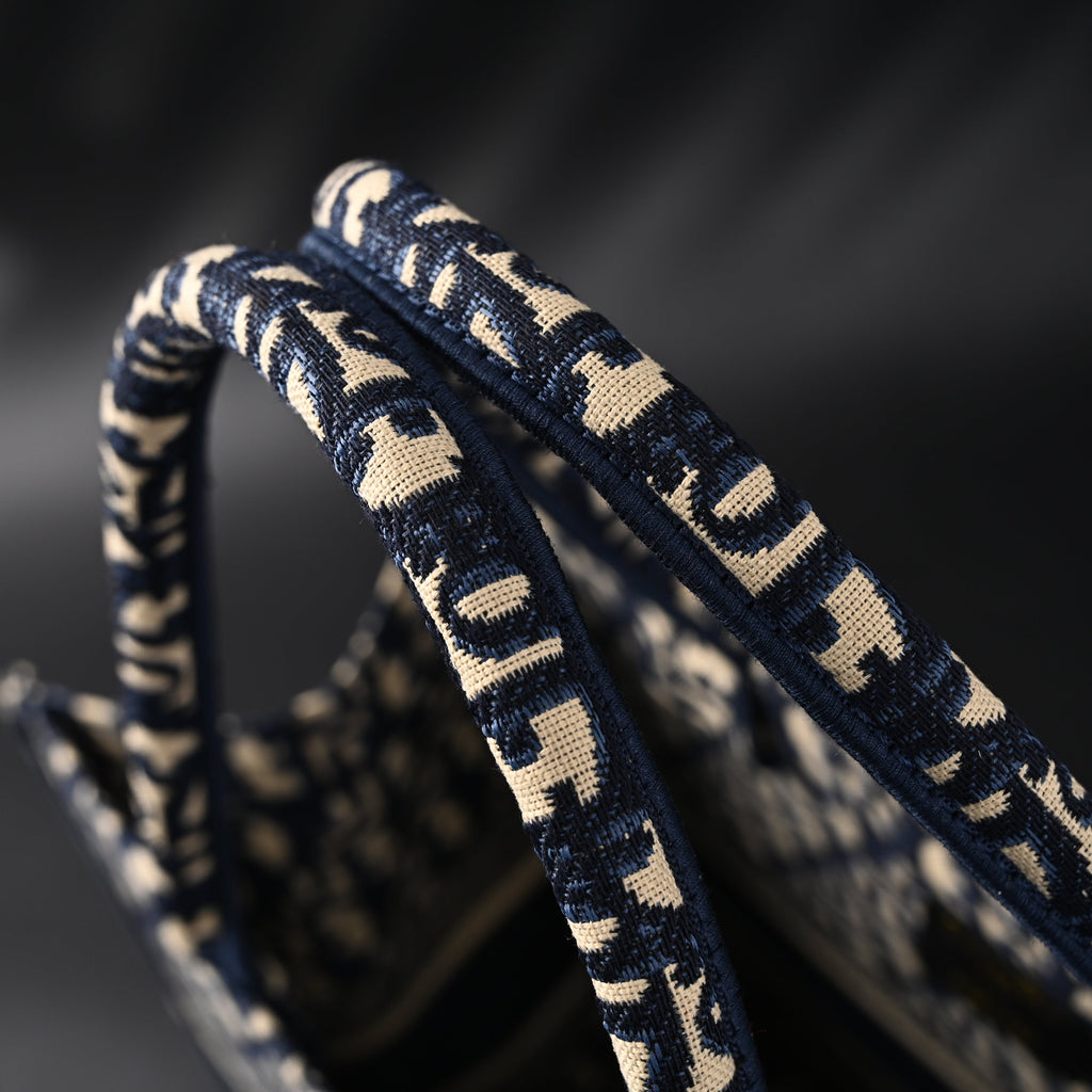 Christian Dior Large Book Tote – Blue Oblique Embroidery