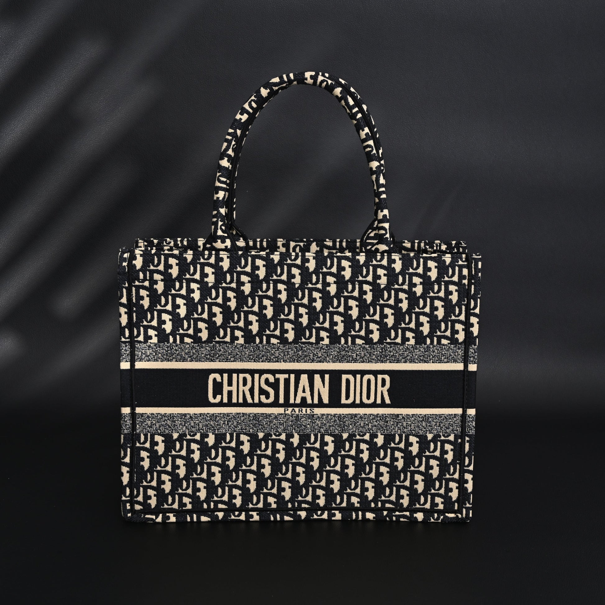 Christian Dior Medium Book Tote – Black Oblique Embroidery