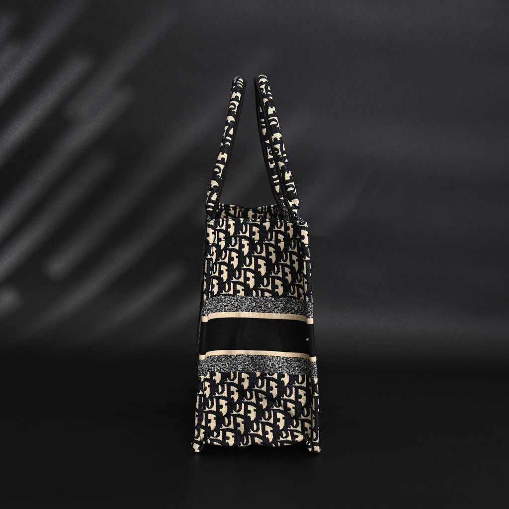 Christian Dior Medium Book Tote – Black Oblique Embroidery
