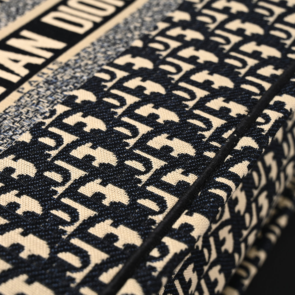 Christian Dior Medium Book Tote – Black Oblique Embroidery