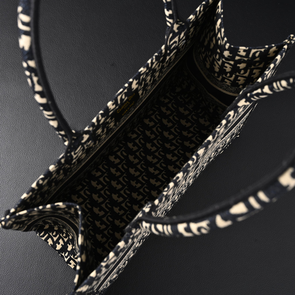 Christian Dior Medium Book Tote – Black Oblique Embroidery