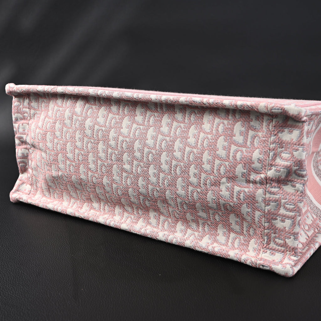 Dior Book Tote Oblique Embroidered Canvas Bag – Large Pink