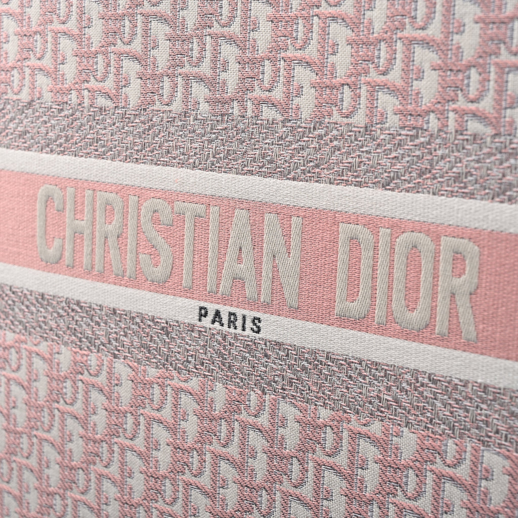 Christian Dior Large Book Tote – Pink Oblique Embroidery