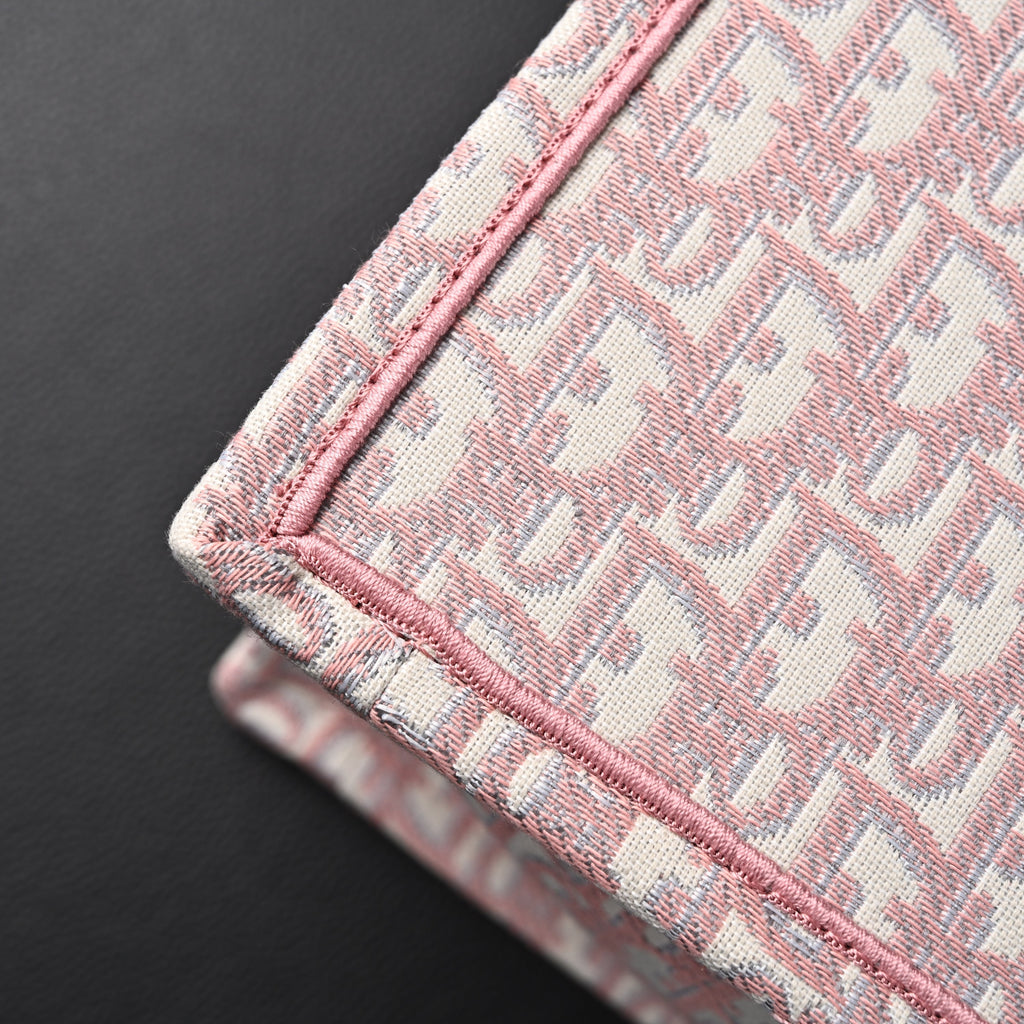 Christian Dior Large Book Tote – Pink Oblique Embroidery