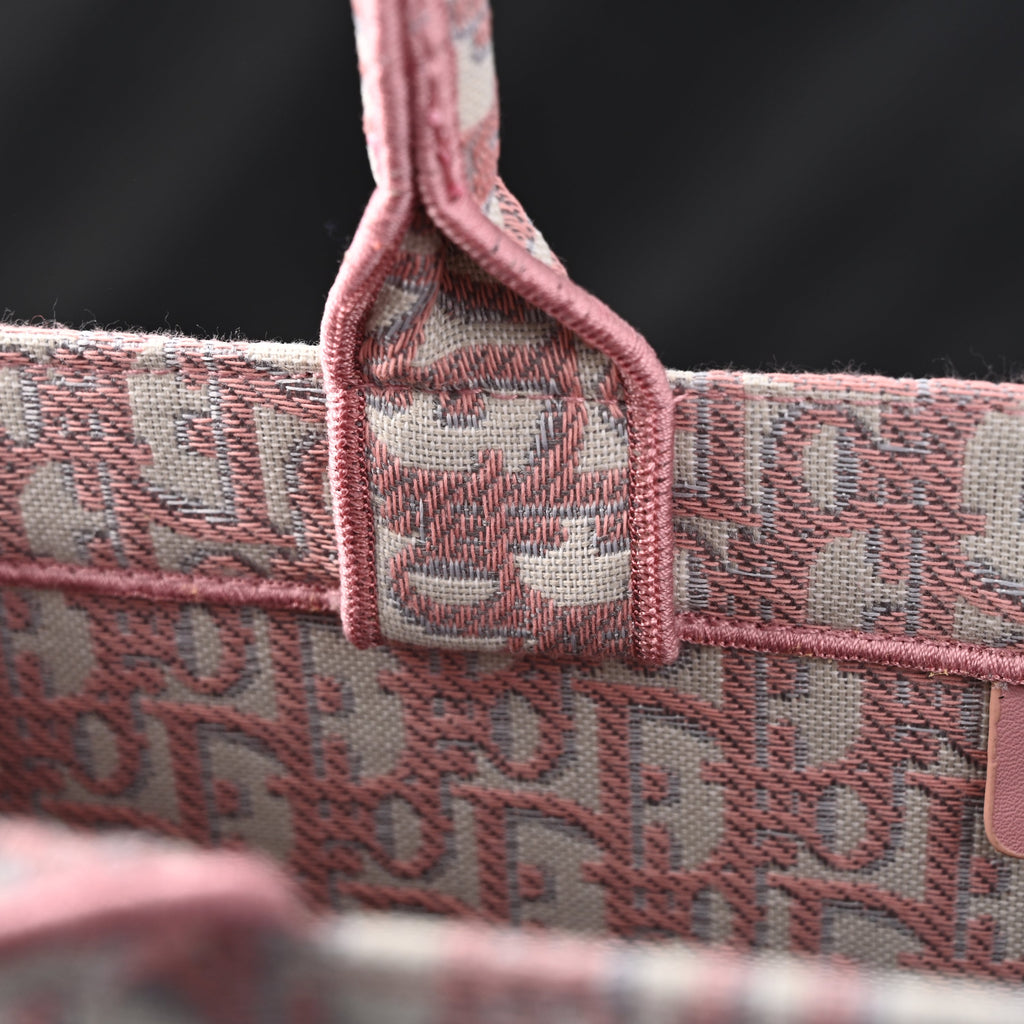 Dior Book Tote Oblique Embroidered Canvas Bag – Large Pink