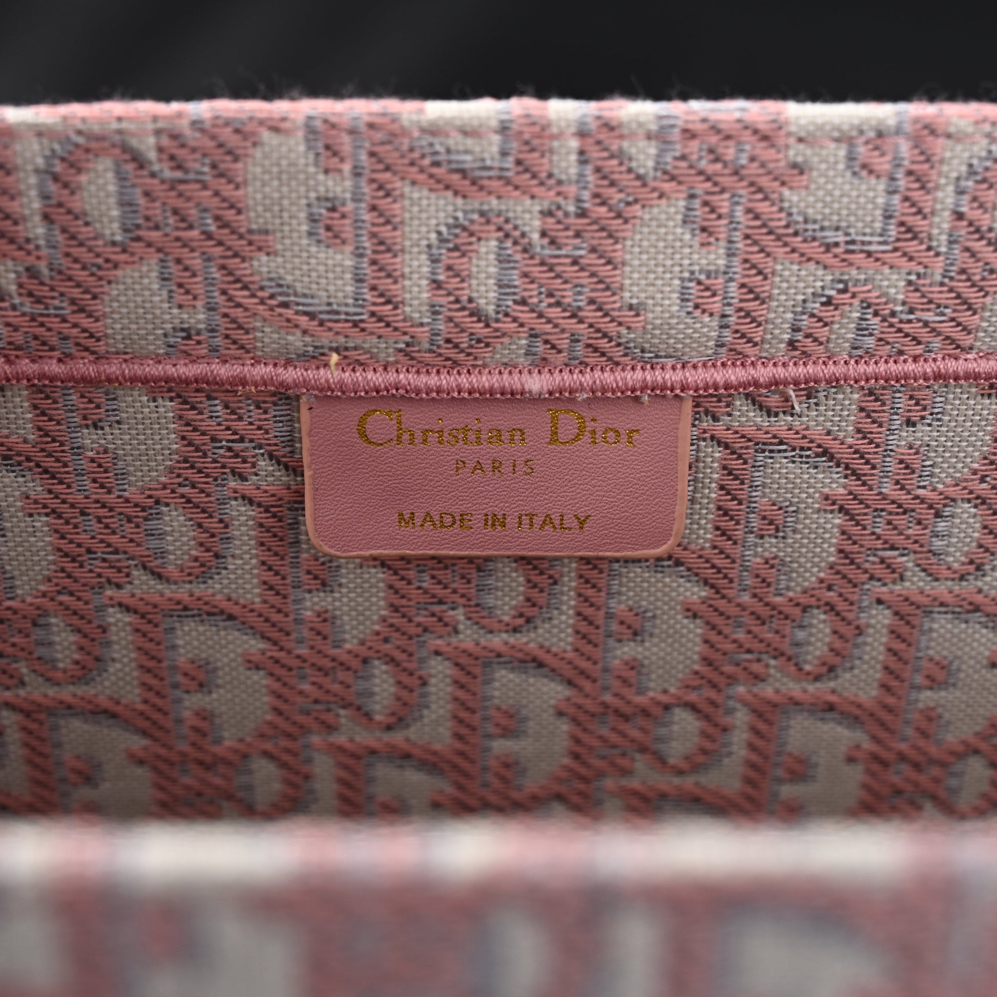 Dior Book Tote Oblique Embroidered Canvas Bag – Large Pink
