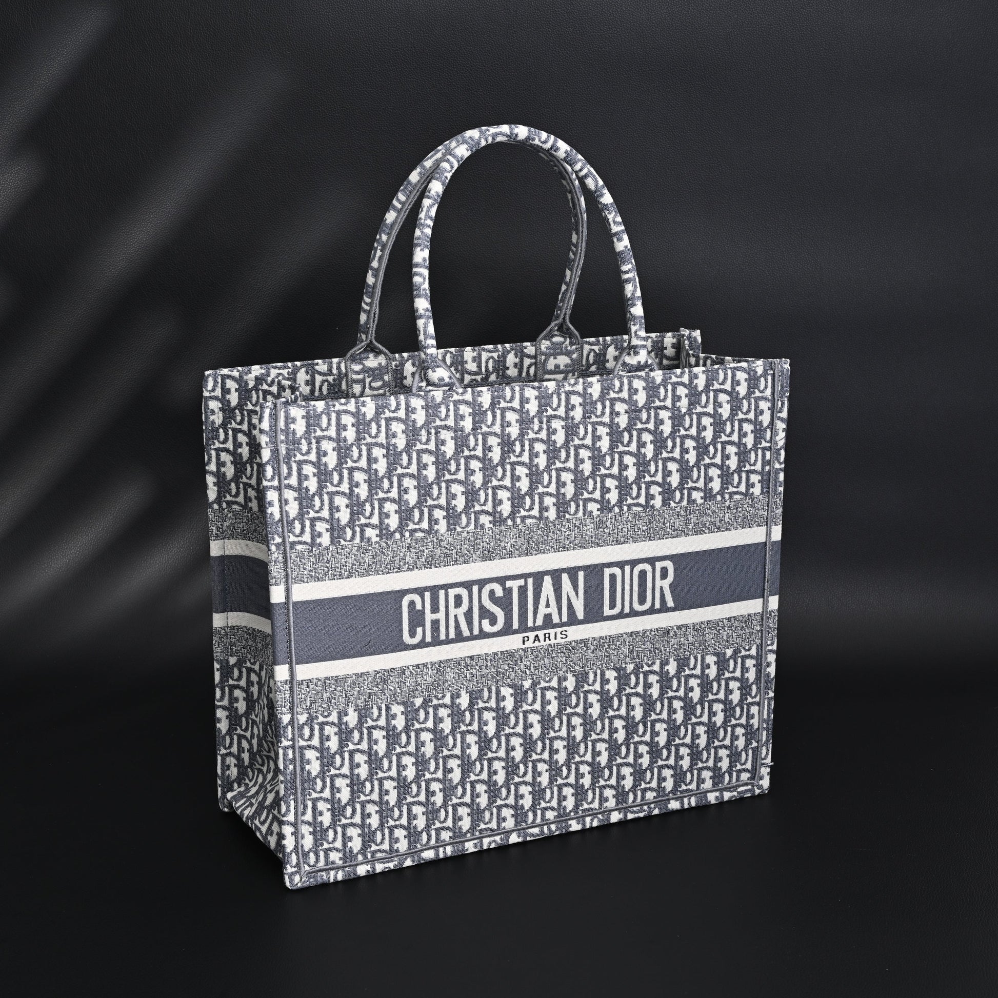 Christian Dior Large Book Tote – Grey Oblique Embroidery