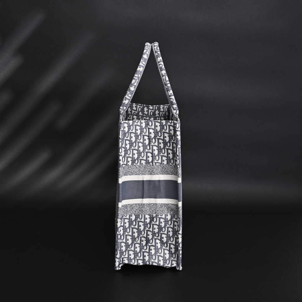 Christian Dior Large Book Tote – Grey Oblique Embroidery