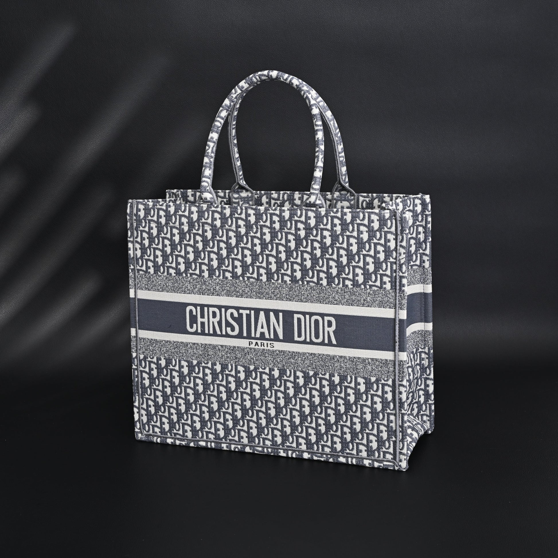 Christian Dior Large Book Tote – Grey Oblique Embroidery