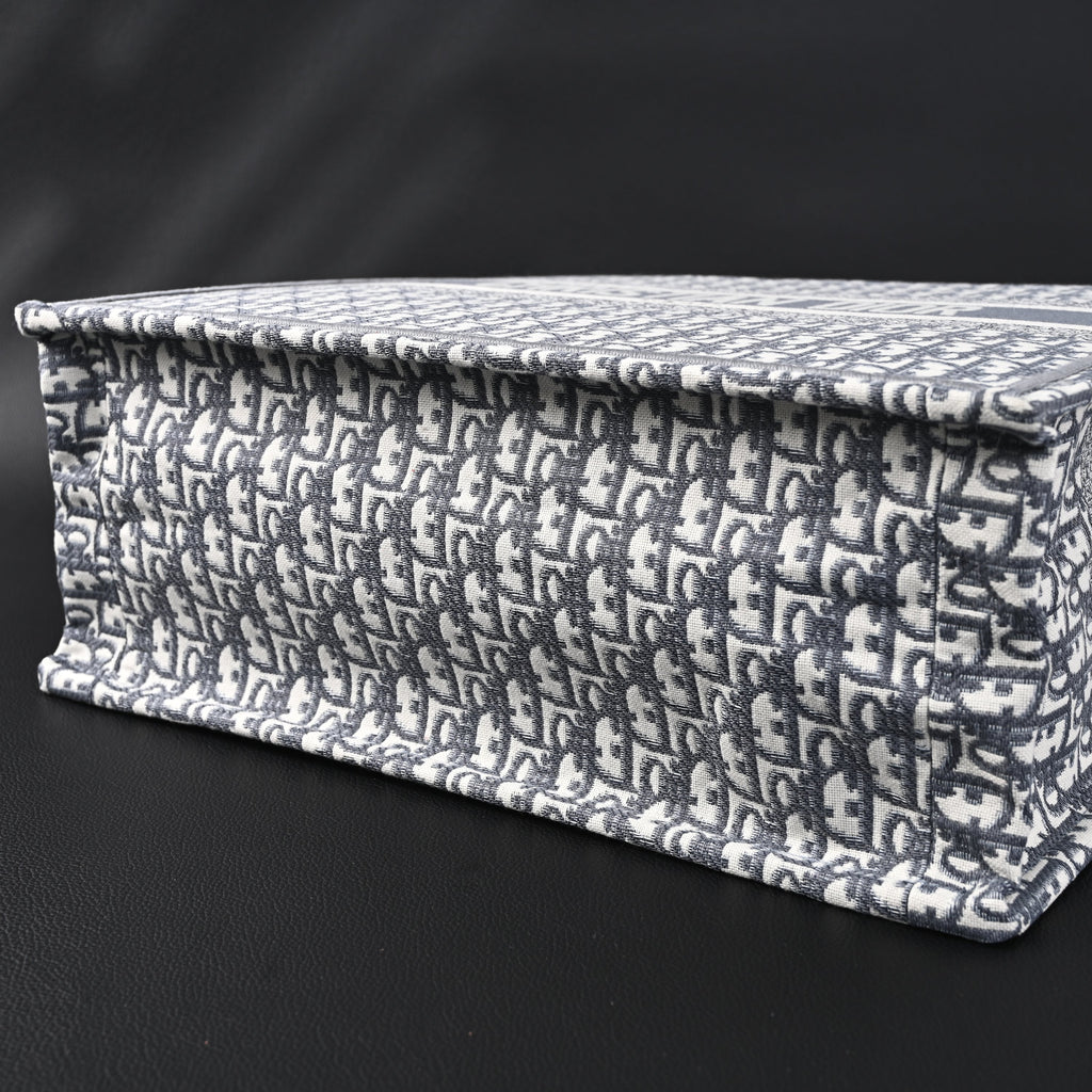 Christian Dior Large Book Tote – Grey Oblique Embroidery