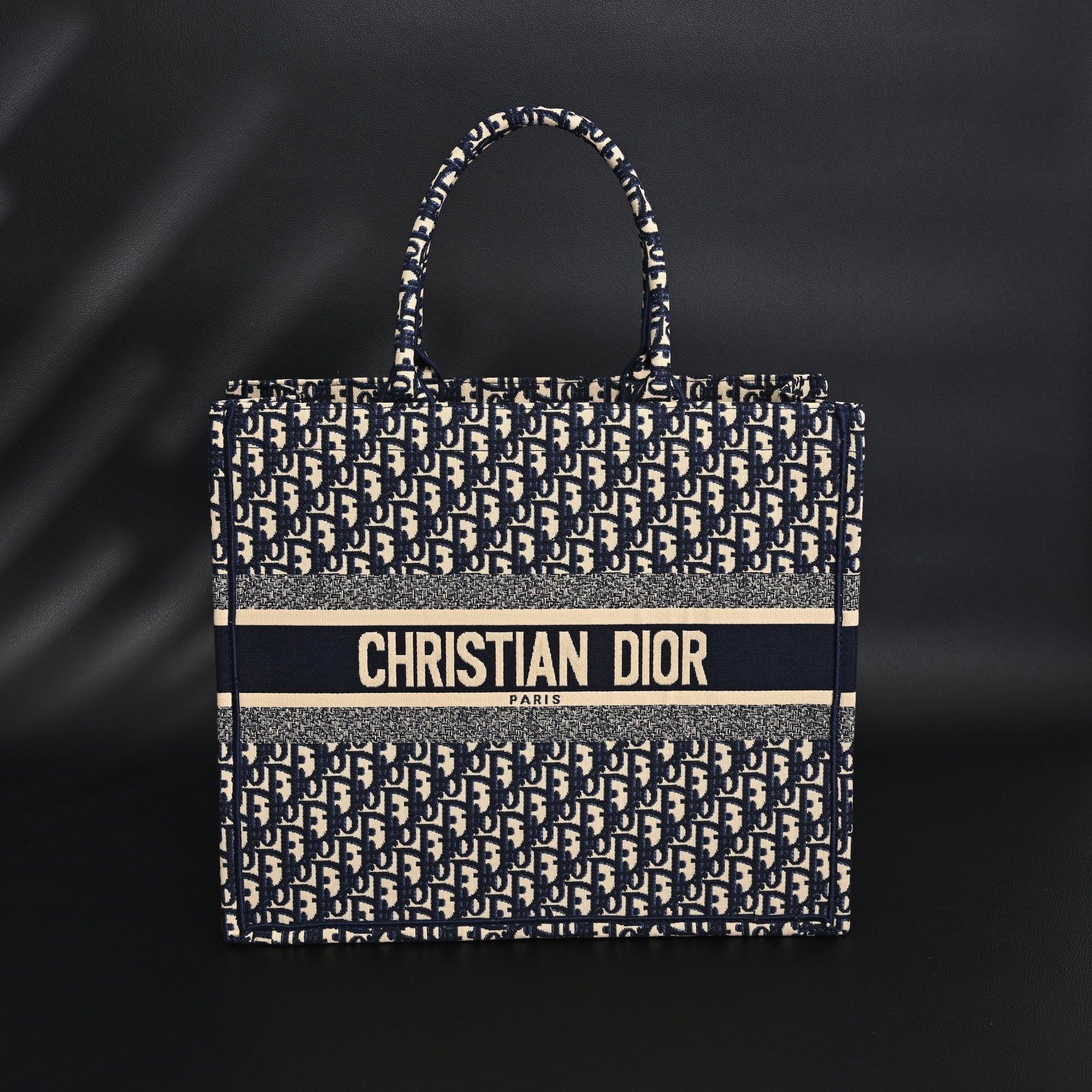 Christian Dior Large Book Tote – Blue Oblique Embroidery