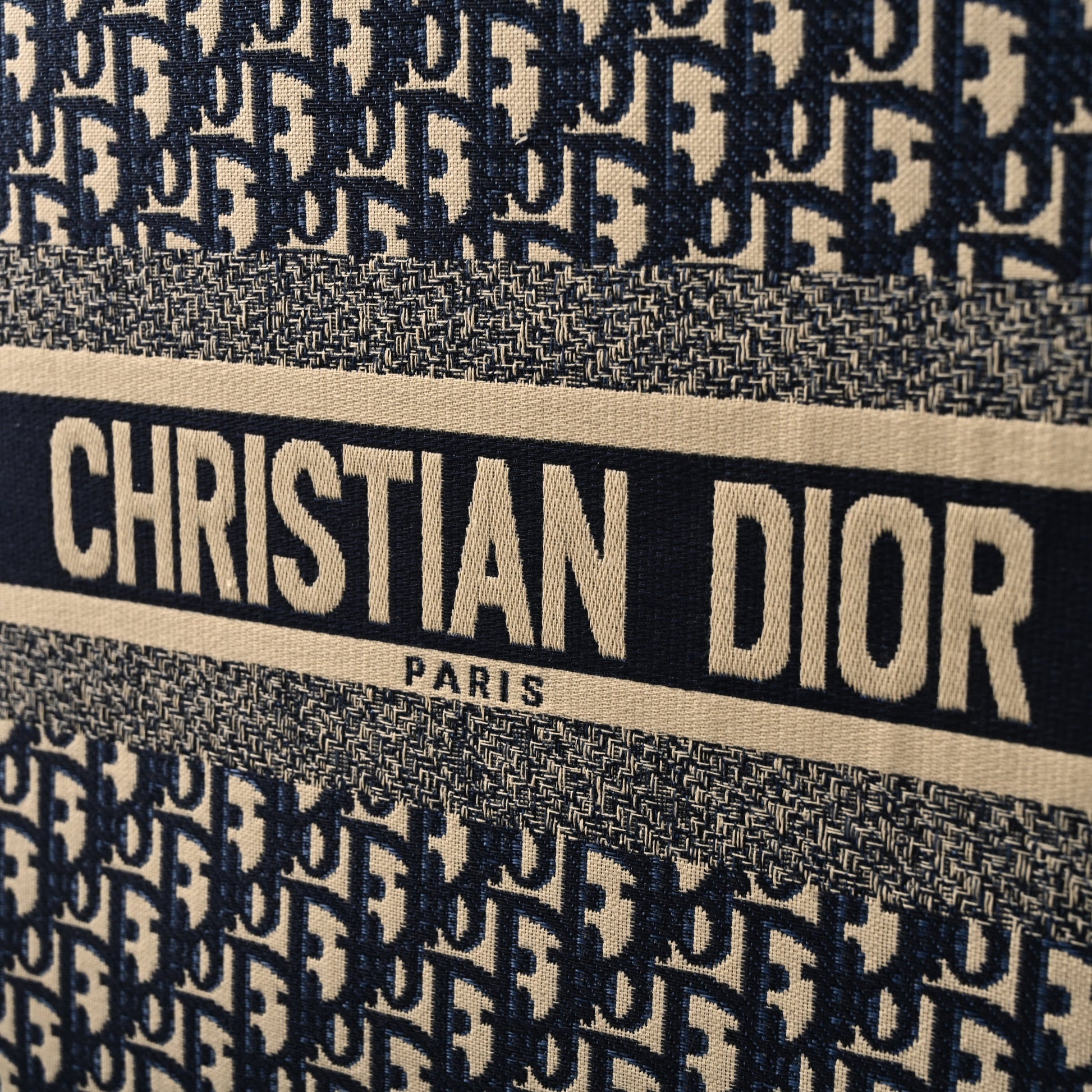 Christian Dior Large Book Tote – Blue Oblique Embroidery