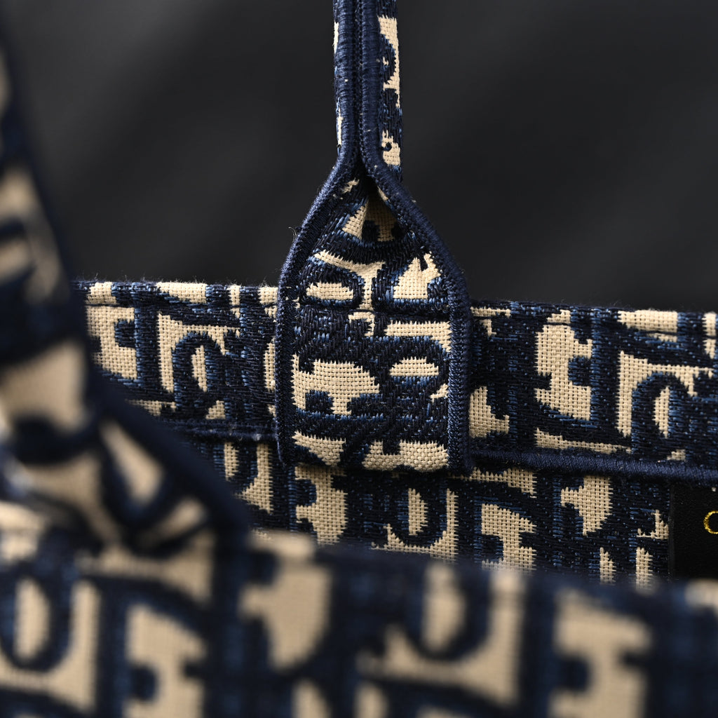 Christian Dior Large Book Tote – Blue Oblique Embroidery