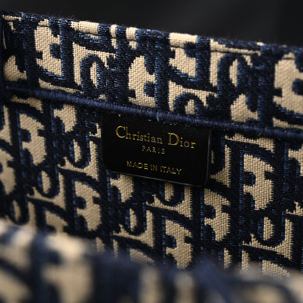 Christian Dior Large Book Tote – Blue Oblique Embroidery