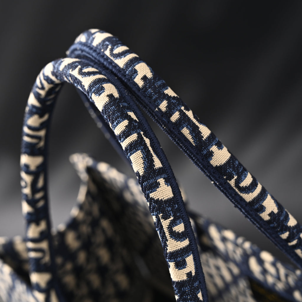Christian Dior Large Book Tote – Blue Oblique Embroidery