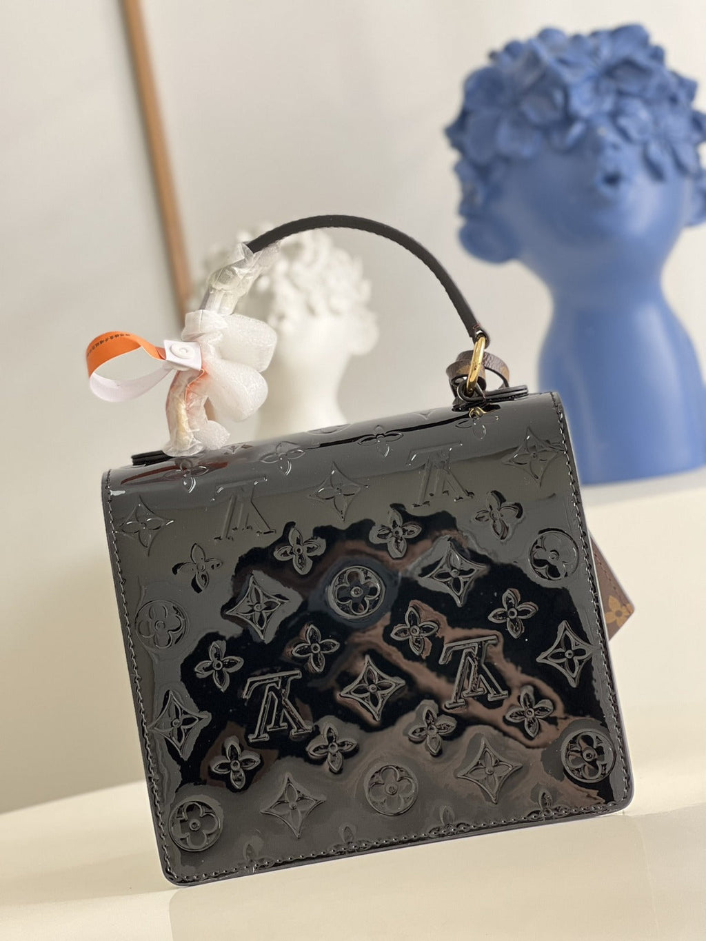 LOUIS VUITTON Noir Monogram Vernis Leather Spring Street NM Bag