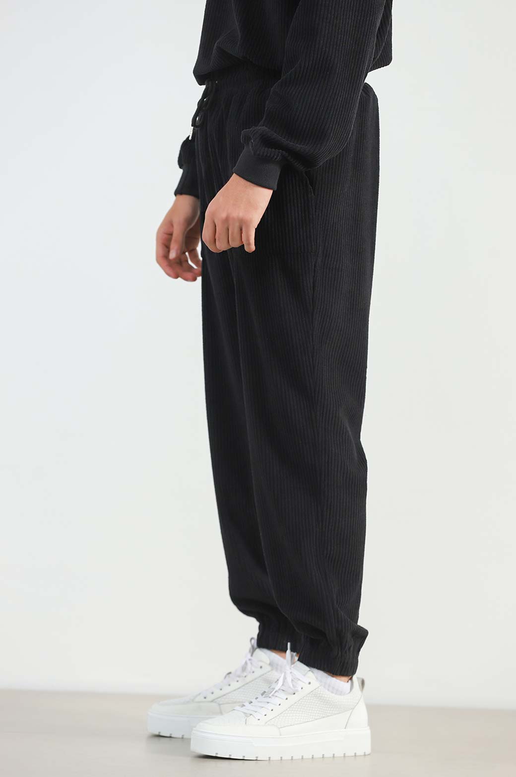 Black Super Soft Relaxed Fit Ribbed Knit Trousers
