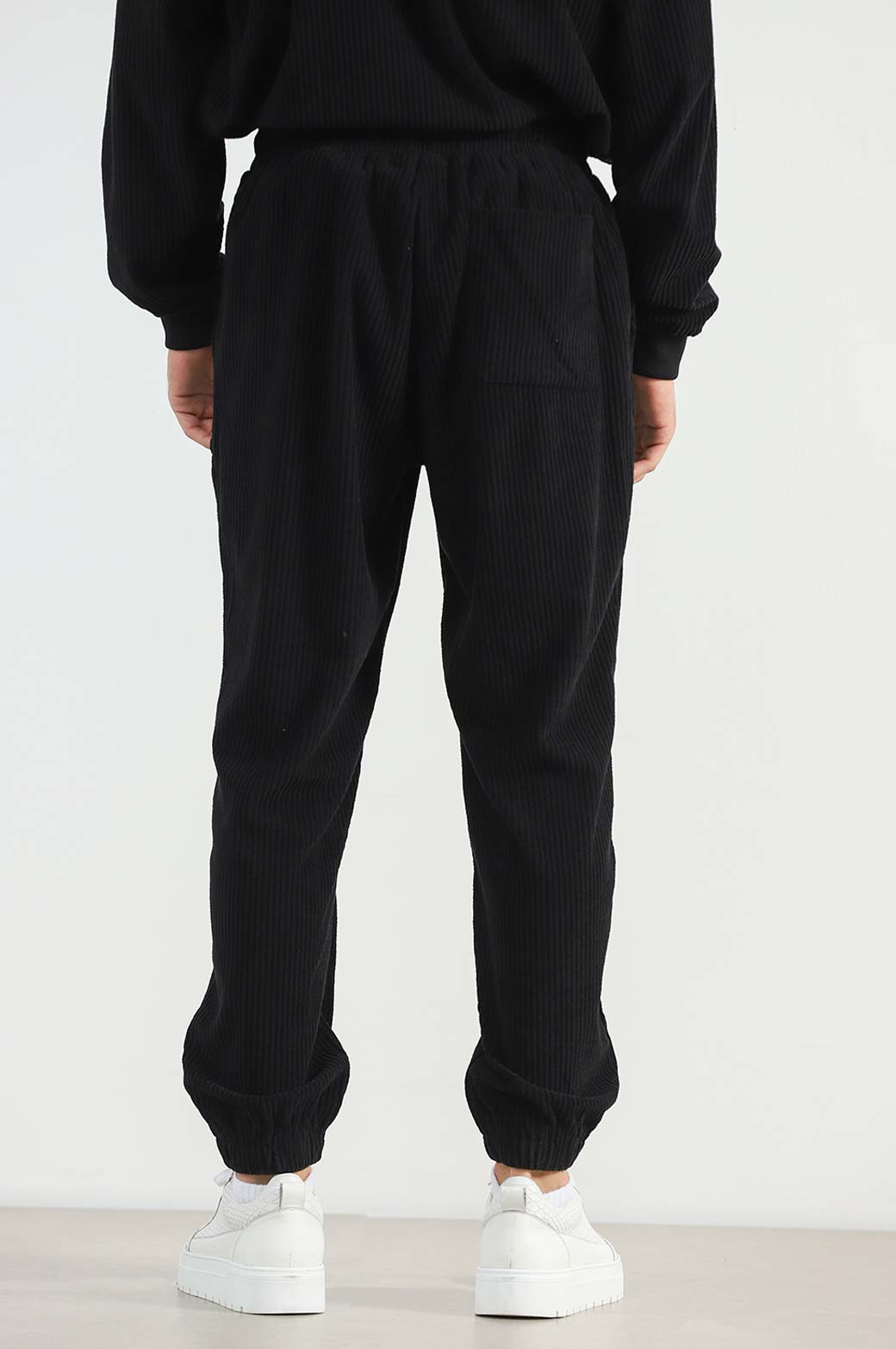 Black Super Soft Relaxed Fit Ribbed Knit Trousers